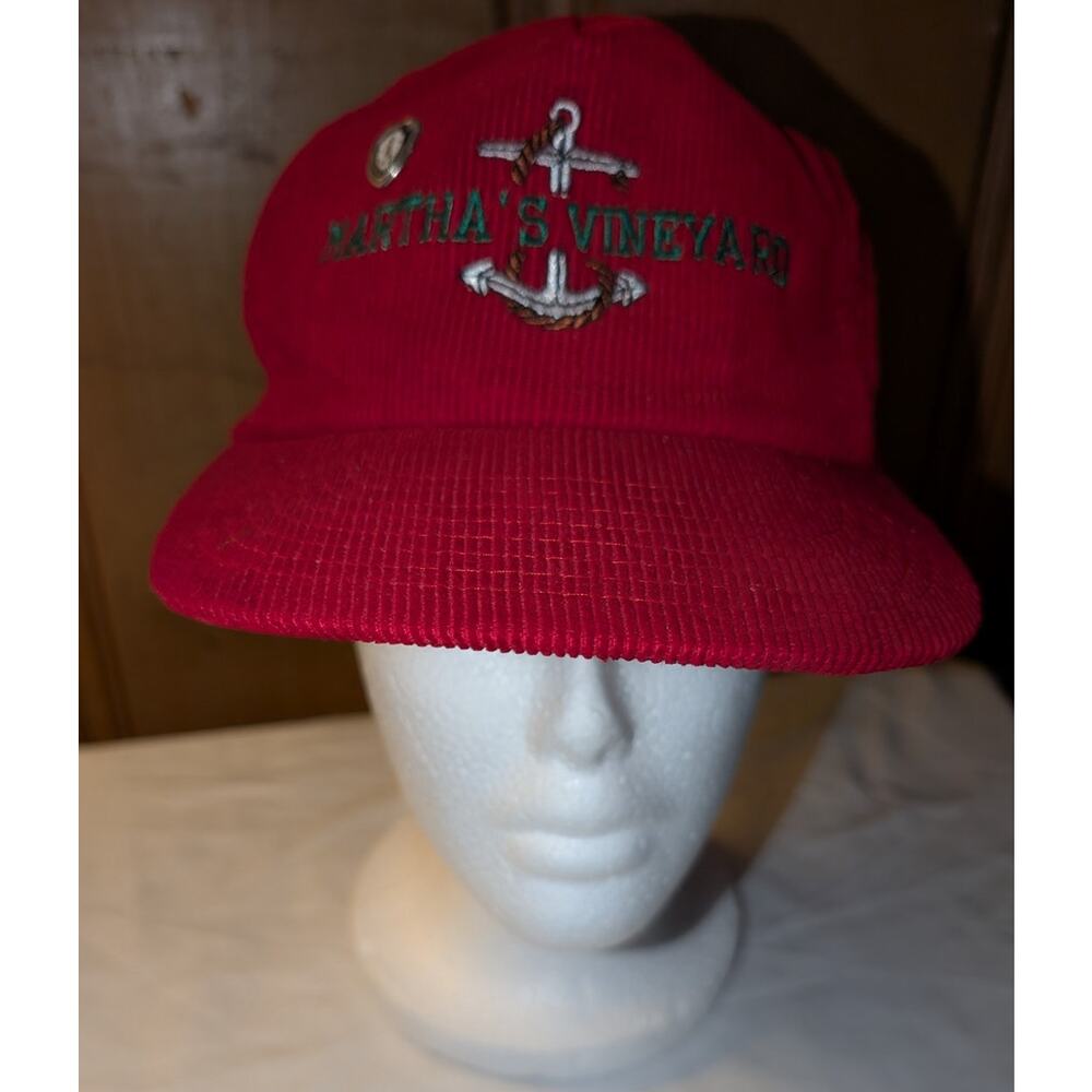 Vintage Corduroy Martha's Vineyard Cap Hat Snapback Red
